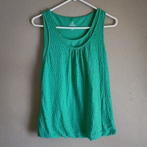 prAna Textured Sleeveless Tank Top L Green Yoga Casual Activewear Athleisure